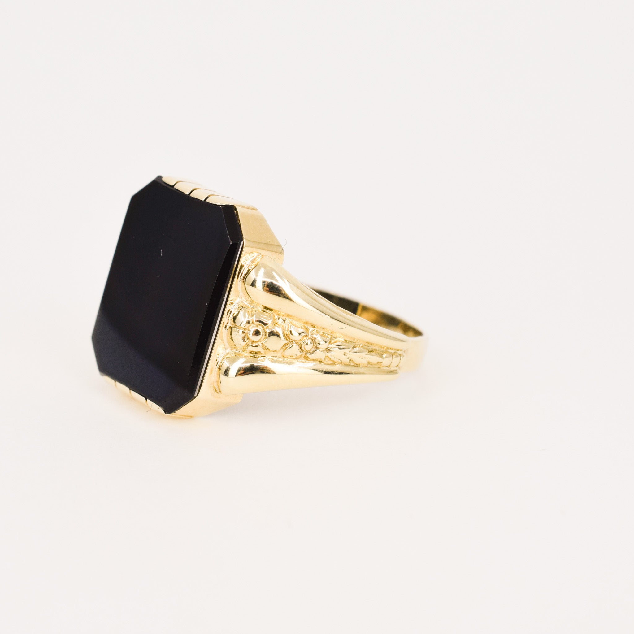 vintage gold onyx orange blossom ring, folklor vintage jewelry canada