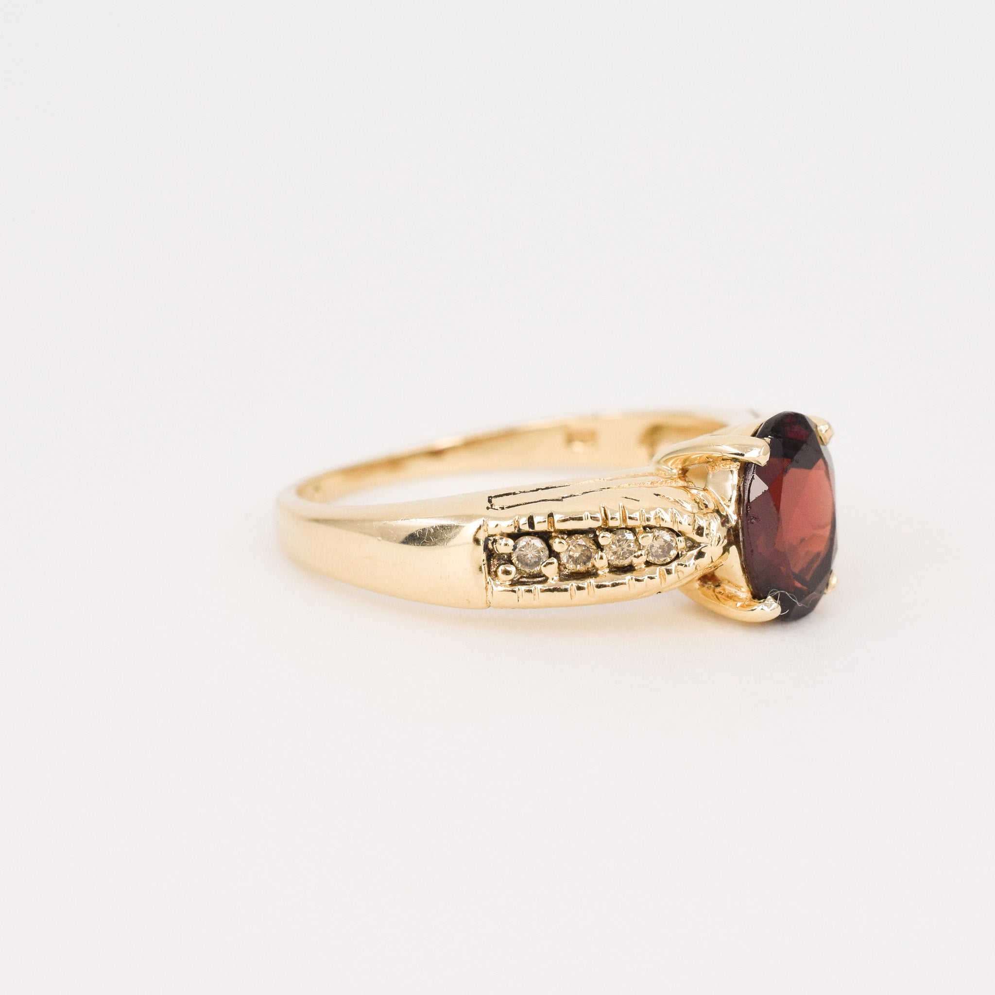 vintage garnet ring, folklor vintage jewelry canada