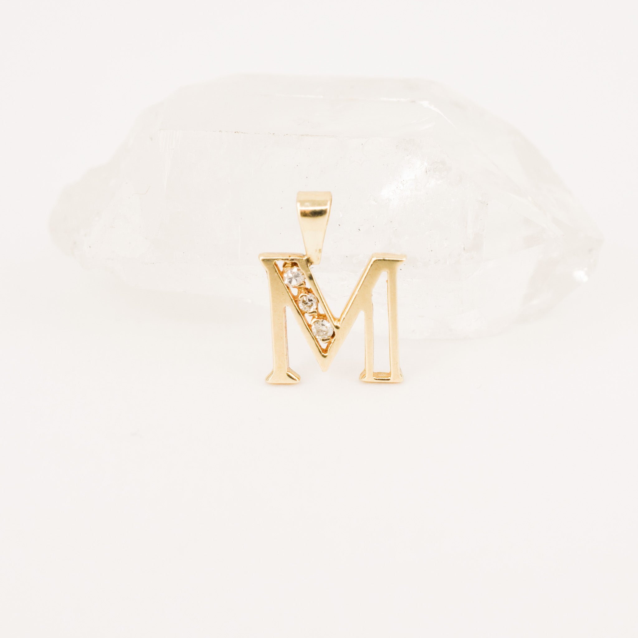 Diamond Letter 'M' Pendant (10k)