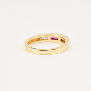 ruby and diamond channel set band, folklor vintage jewelry canada