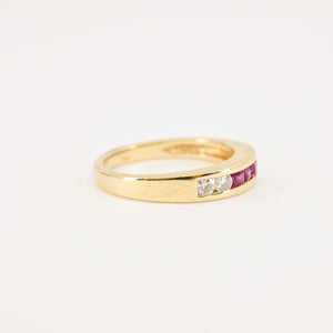 ruby and diamond channel set band, folklor vintage jewelry canada