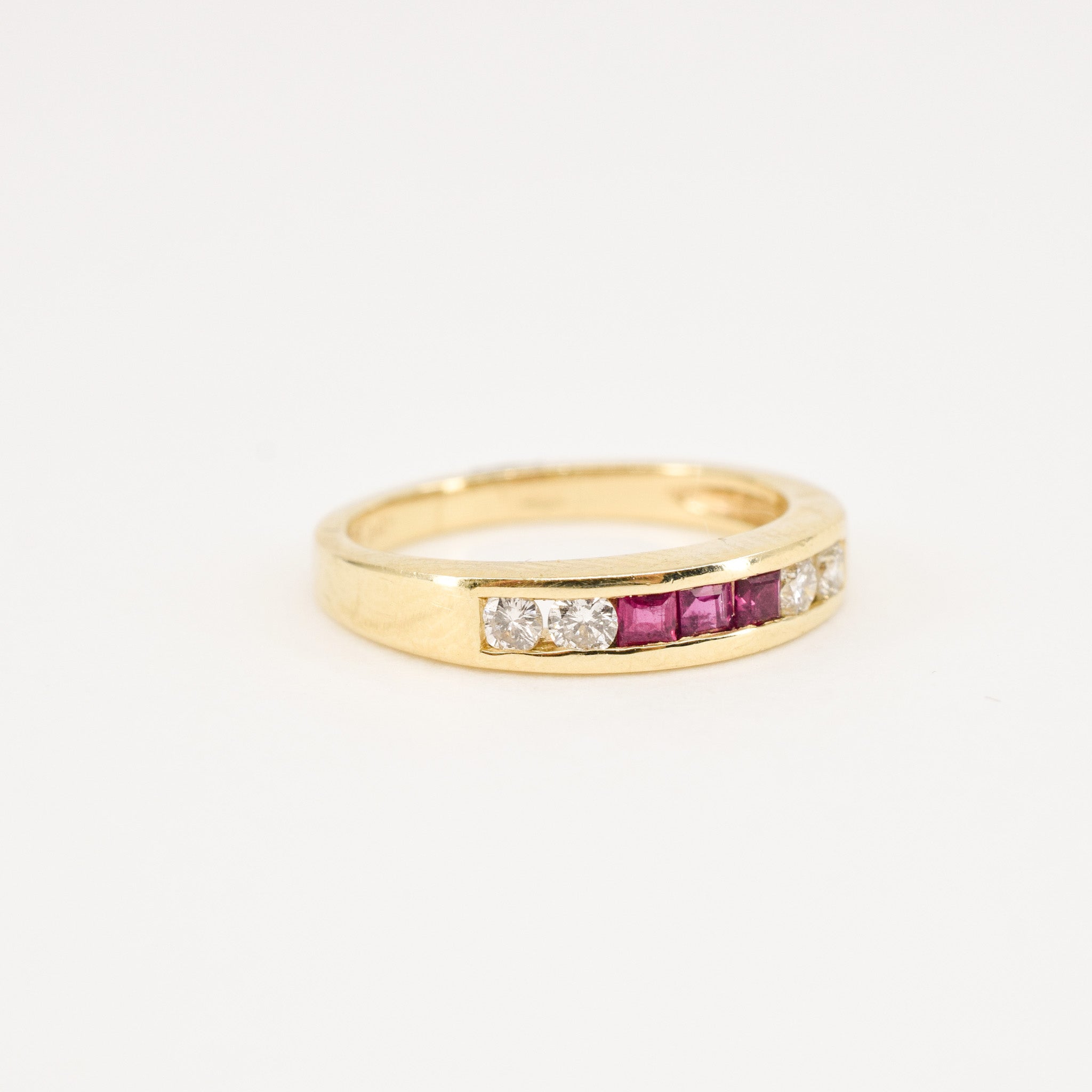 ruby and diamond channel set band, folklor vintage jewelry canada