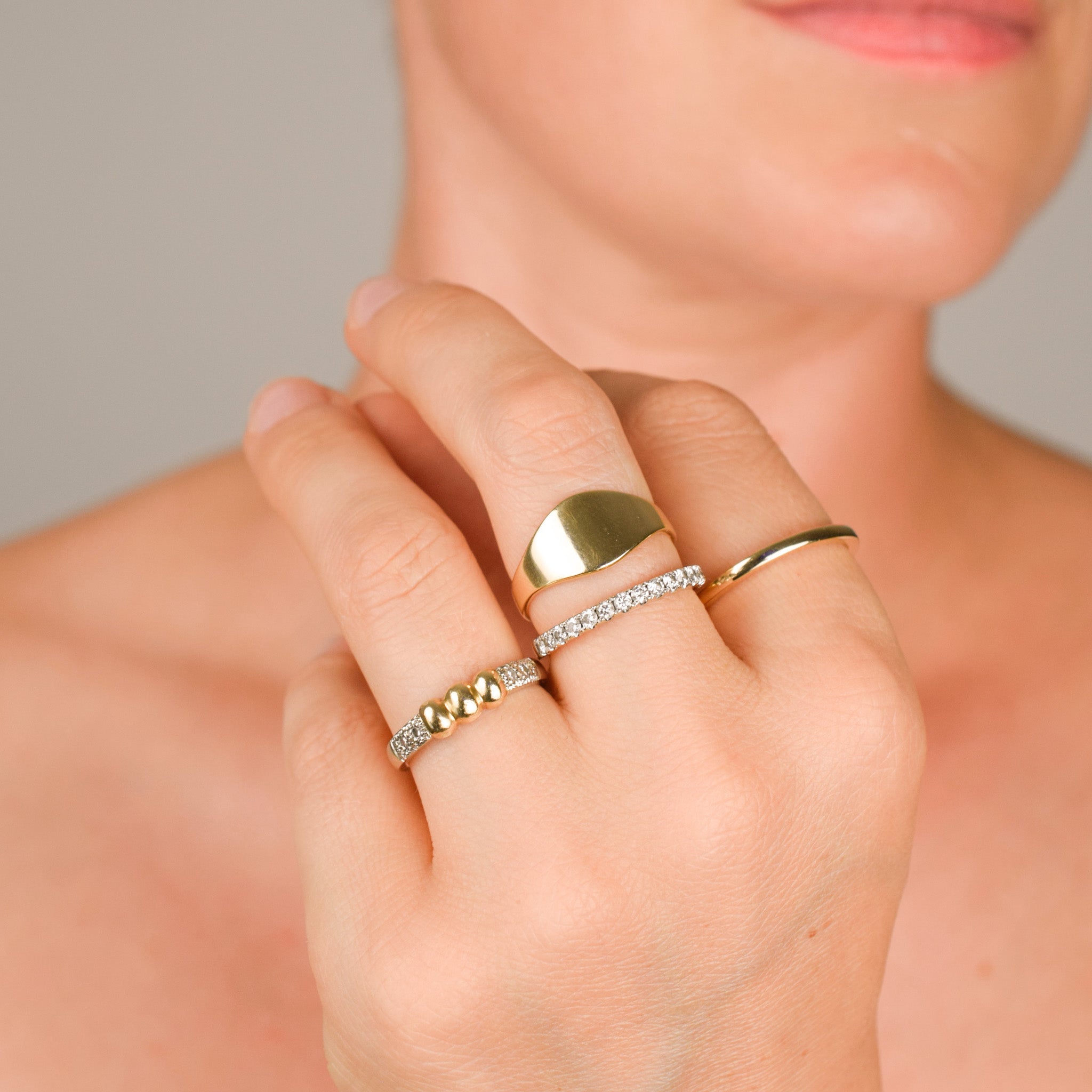 vintage two toned diamond stacking ring, folklor vintage jewelry canada