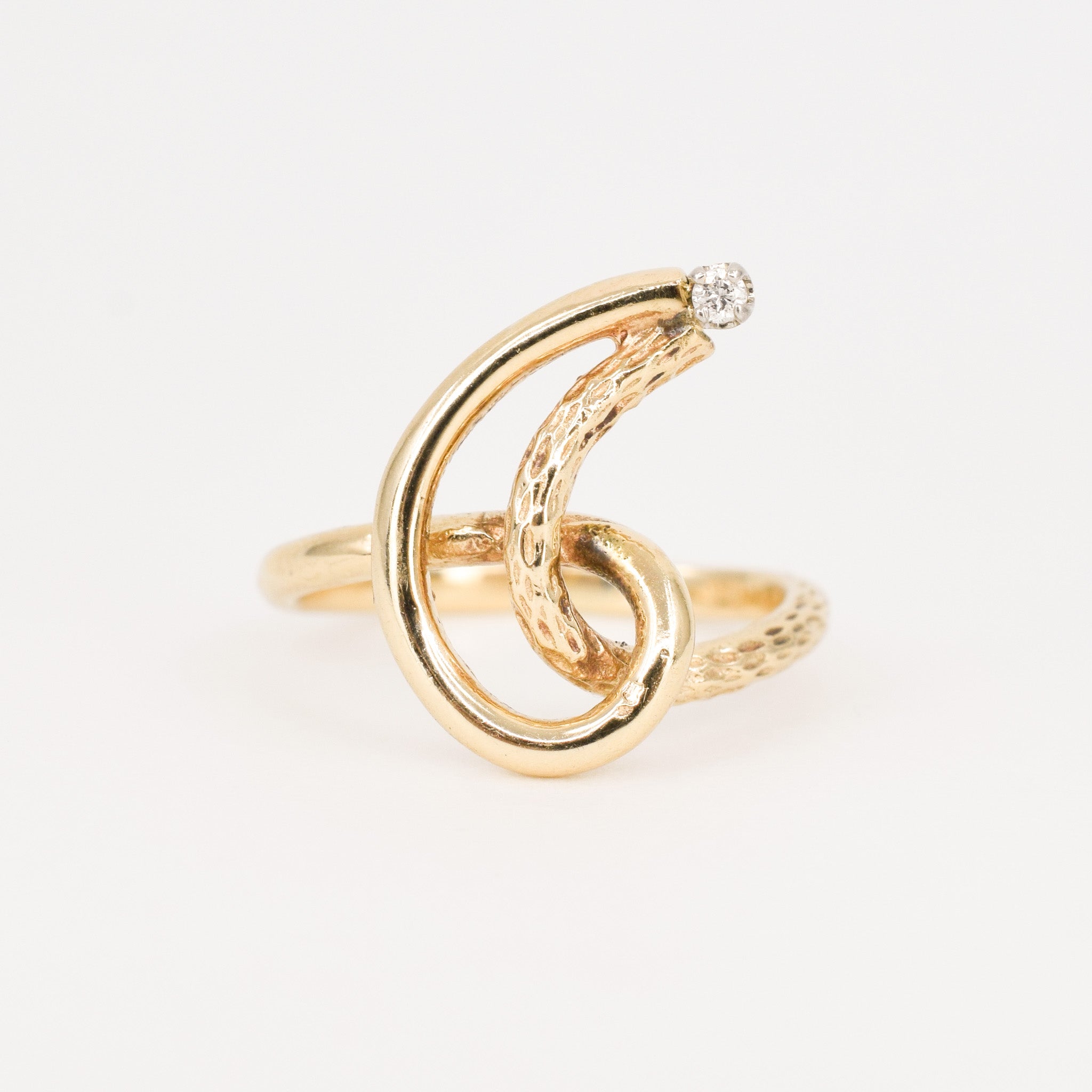 Ethereal Diamond Crescent Moon Ring