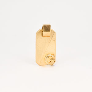 vintage gold 'g' dog tag pendant, folklor vintage jewelry canada 