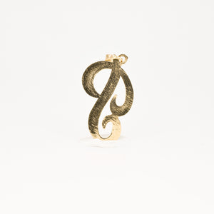 vintage gold 'p' pendant charm, folklor vintage jewelry canada