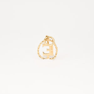 vintage gold 'e' charm pendant, folklor vintage jewelry canada