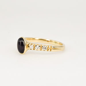 vintage cabochon garnet and diamond ring, folklor vintage jewelry canda