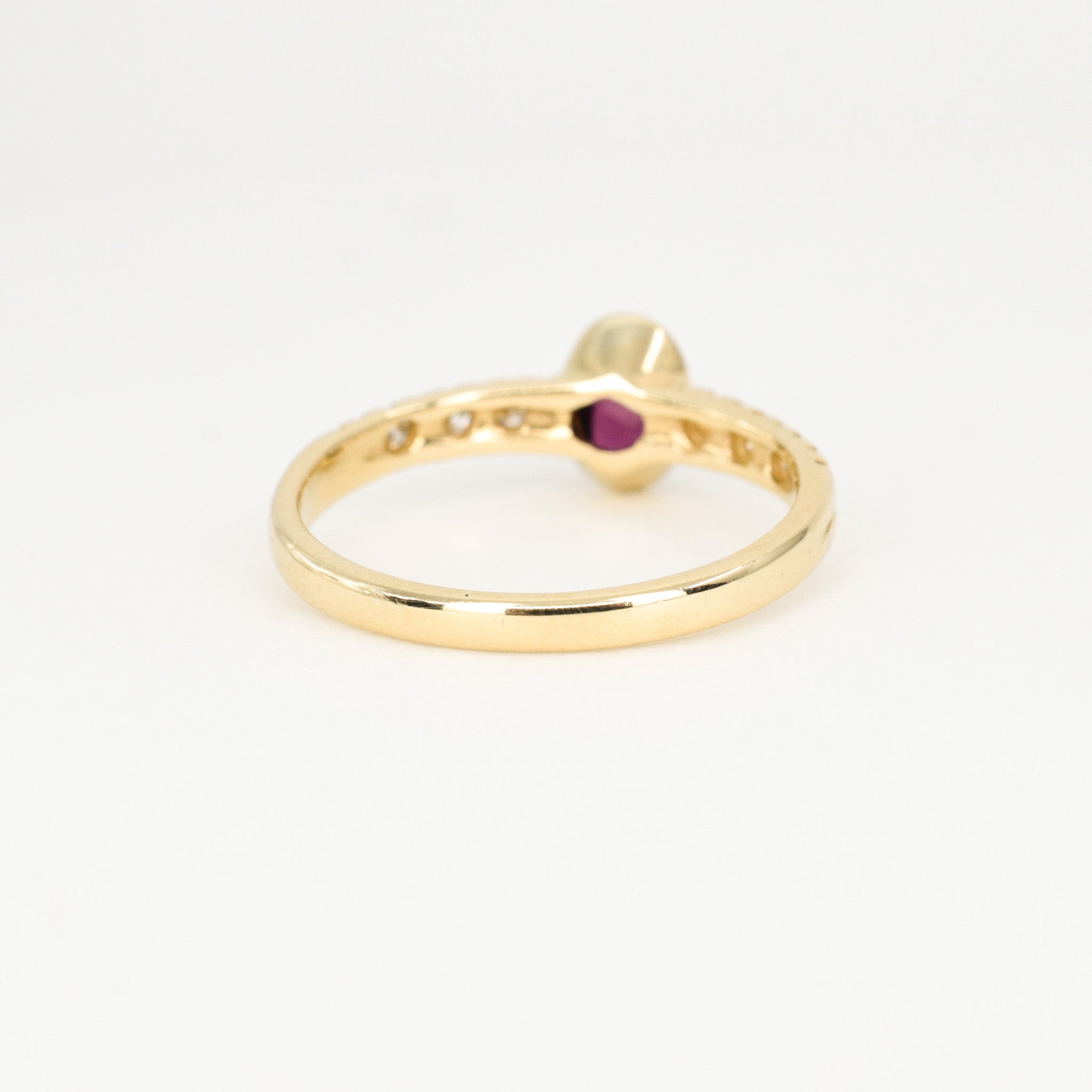vintage cabochon garnet and diamond ring, folklor vintage jewelry canda