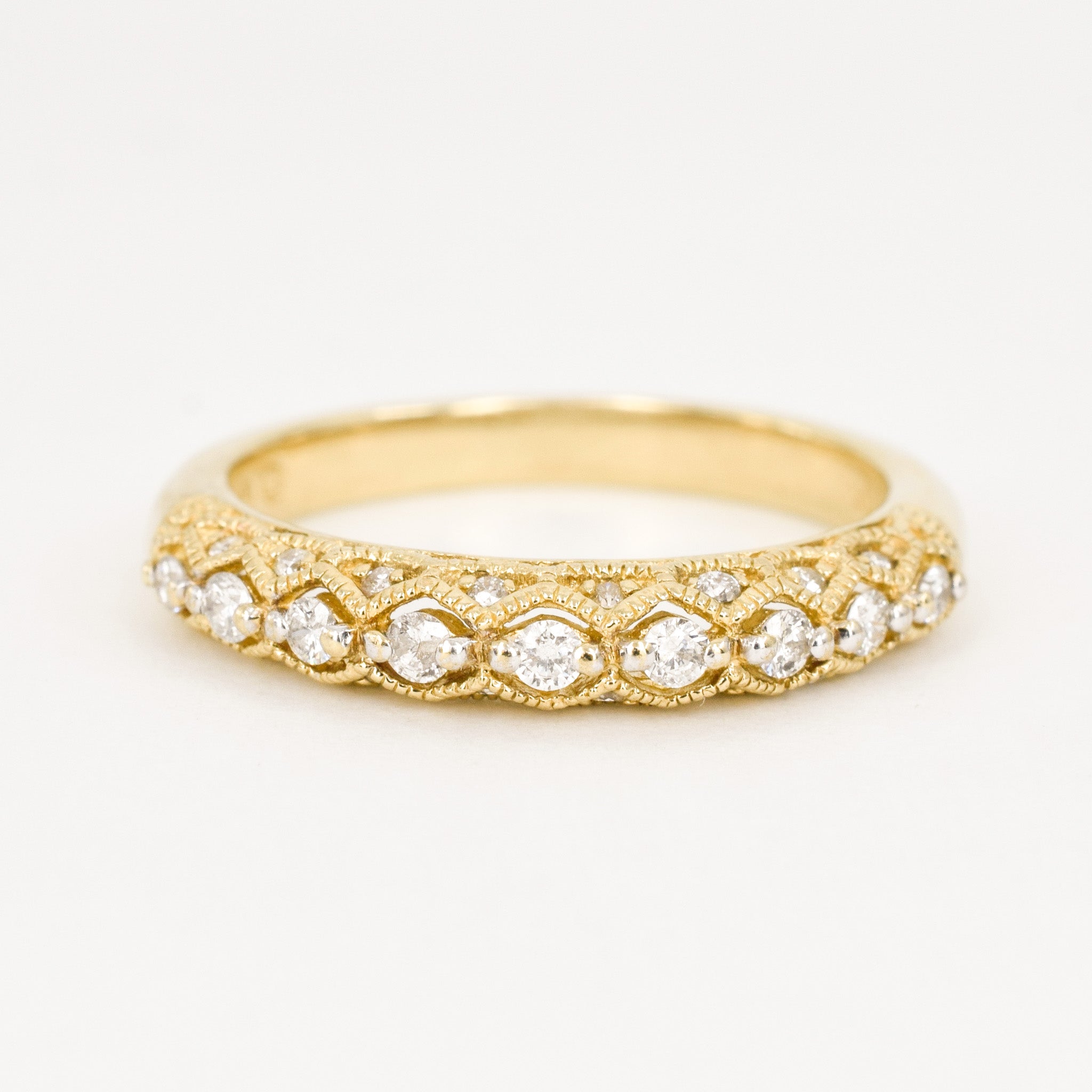 vintage gold domed diamond wedding band, folklor vintage jewelry canada