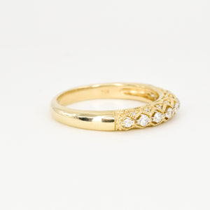 vintage gold domed diamond wedding band, folklor vintage jewelry canada