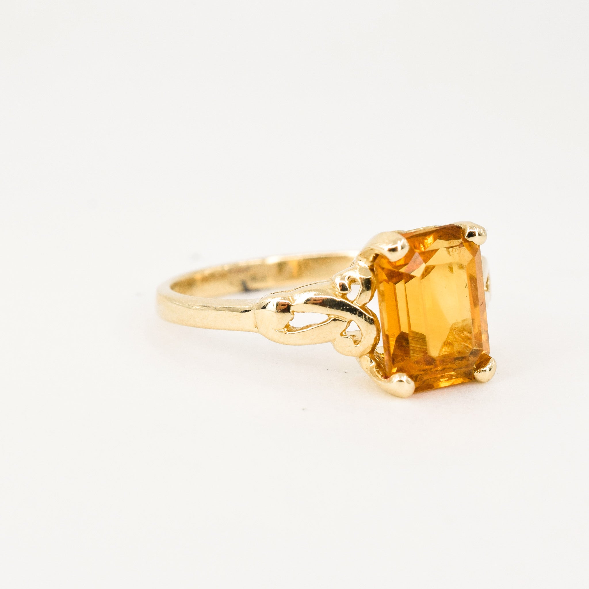 vintage gold citrine ring, folklor vintage jewelry canada
