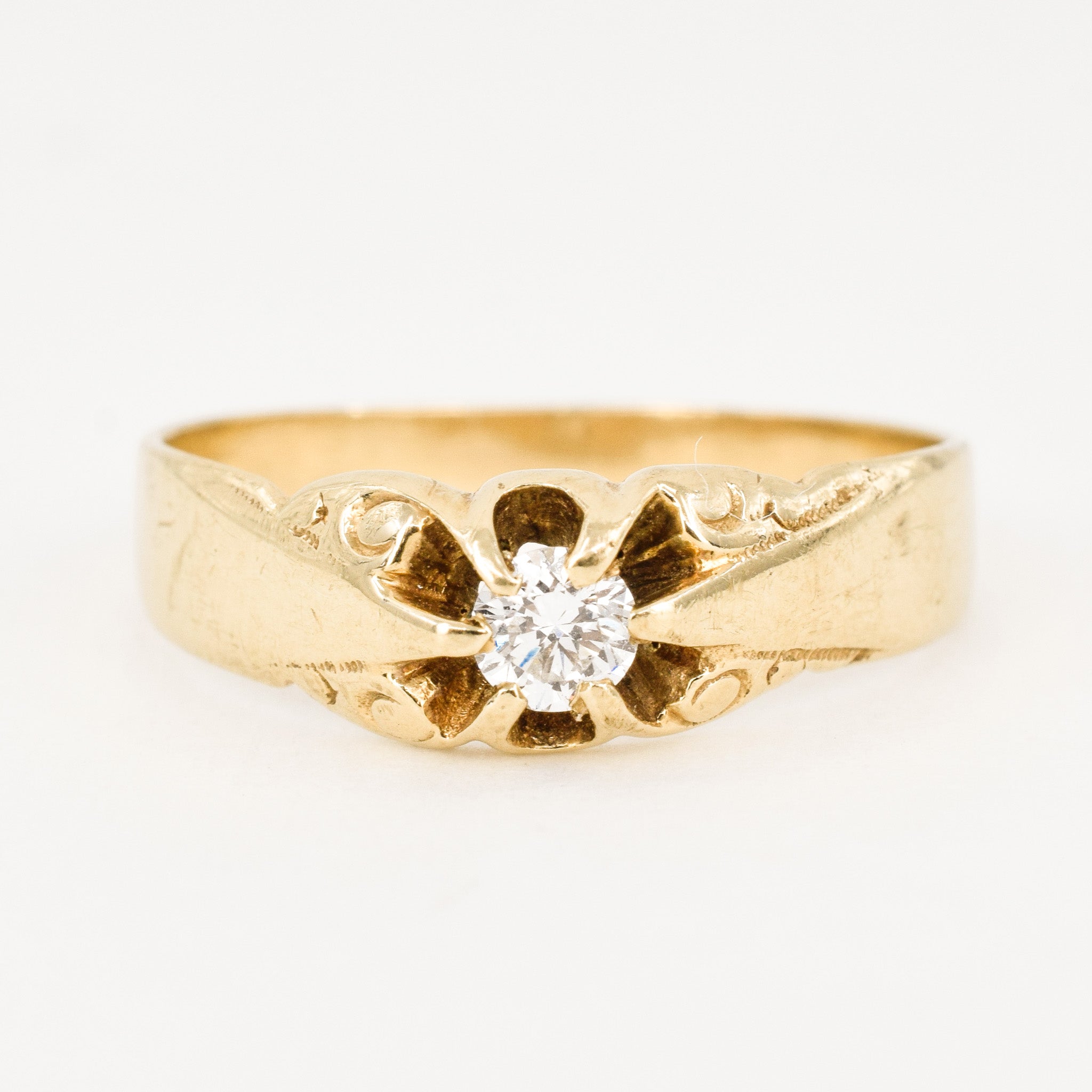 antique gold diamond belcher engagement ring, folklor vintage jewelry canada