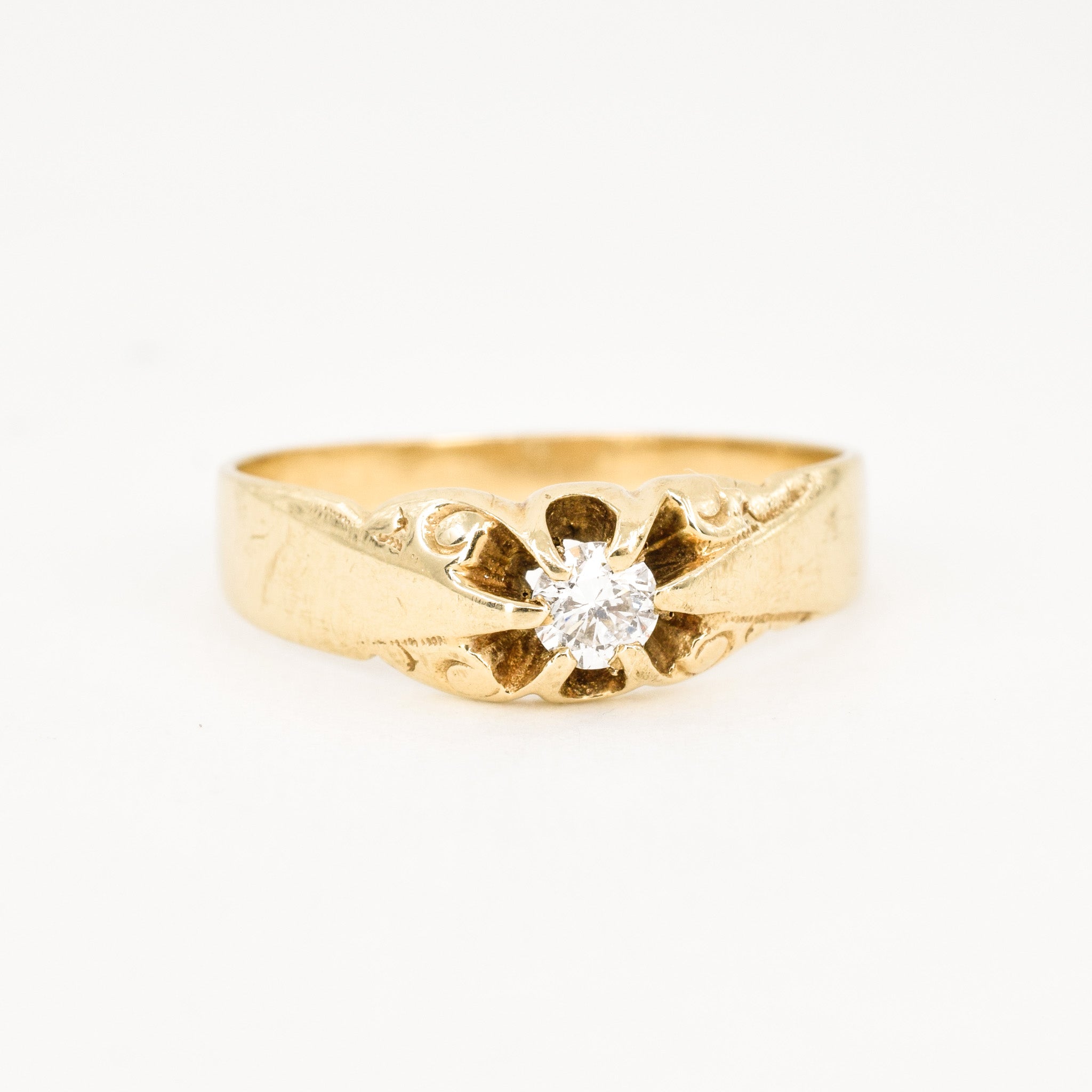 antique gold diamond belcher engagement ring, folklor vintage jewelry canada