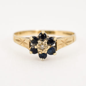 vintage sapphire and diamond floral ring, folklor vintage jewelry canada