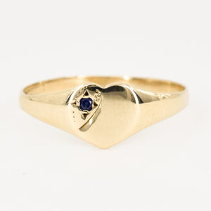 vintage gold sapphire signet ring, folklor vintage jewelry canada
