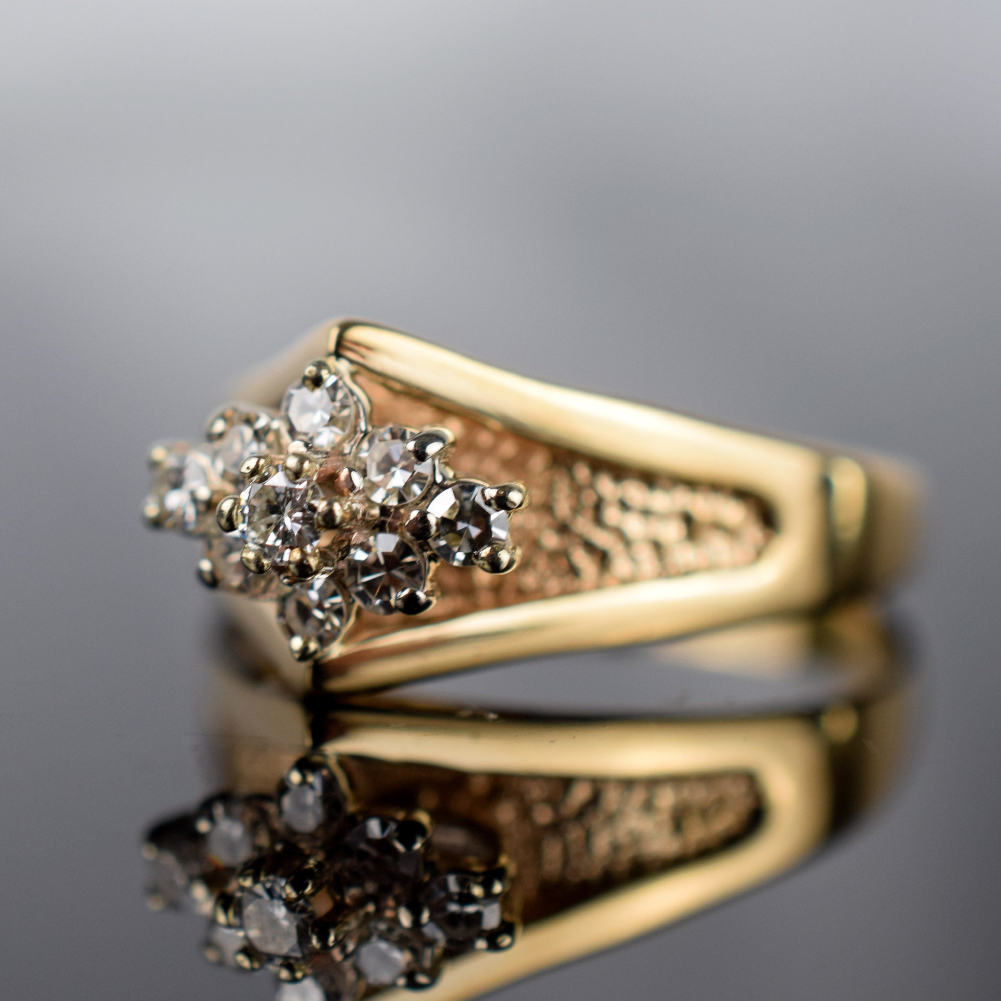Bold Diamond Cluster Ring