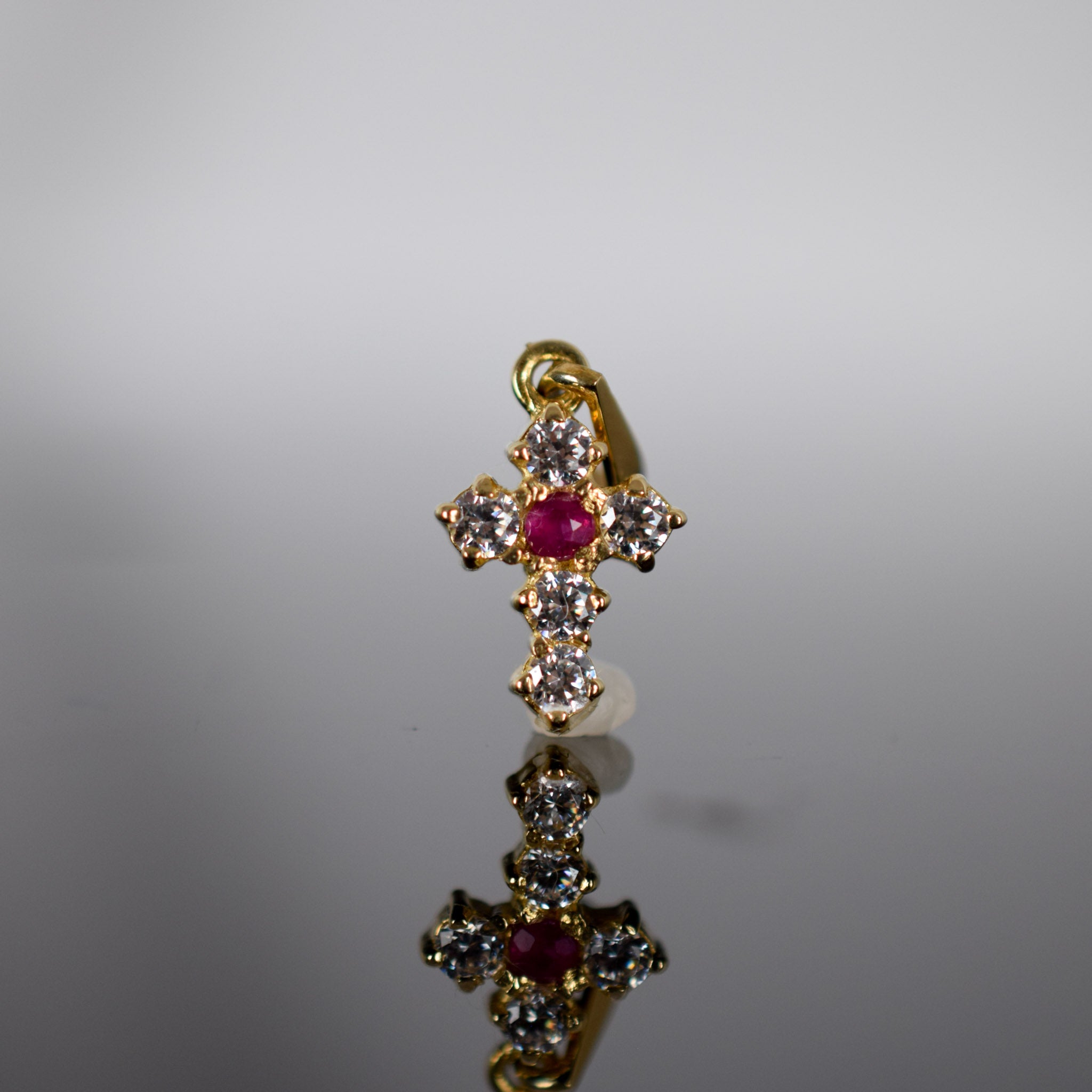 Dainty Ruby cross pendant for sale, folklor