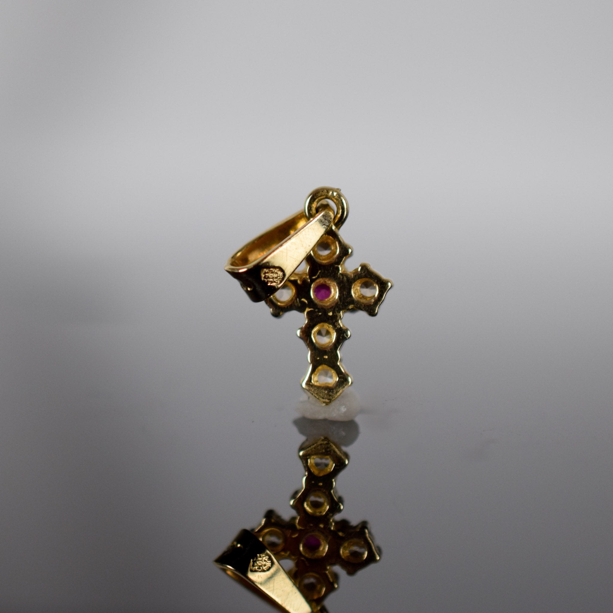 Dainty Ruby cross pendant for sale, folklor