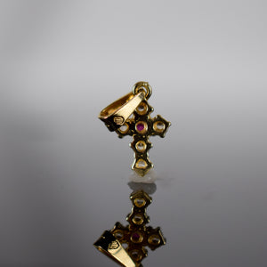 Dainty Ruby cross pendant for sale, folklor