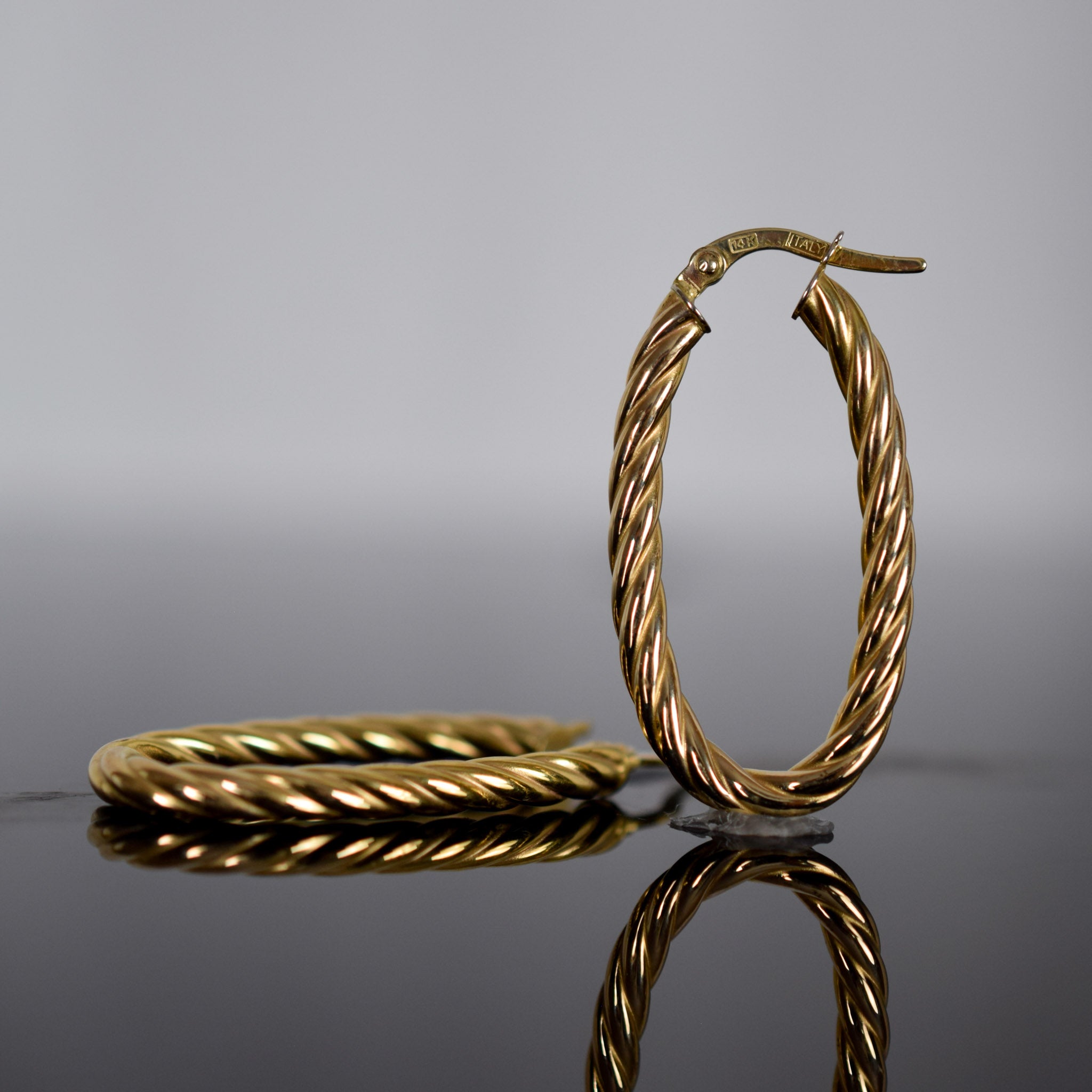 Vintage Gold Hoops Earrings, folklor