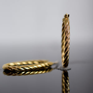 Vintage Gold Hoops Earrings, folklor