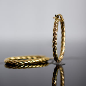Vintage Gold Hoops Earrings, folklor