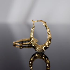 vintage gold bamboo hoop earrings, folklor