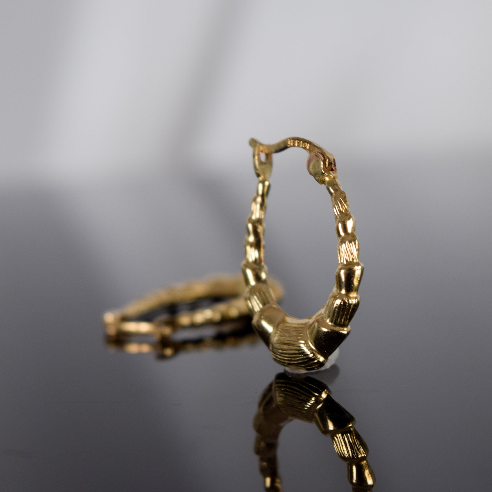 vintage gold bamboo hoop earrings, folklor
