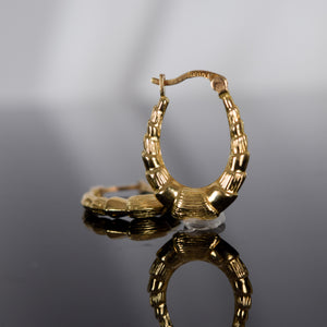 vintage gold bamboo hoop earrings, folklor
