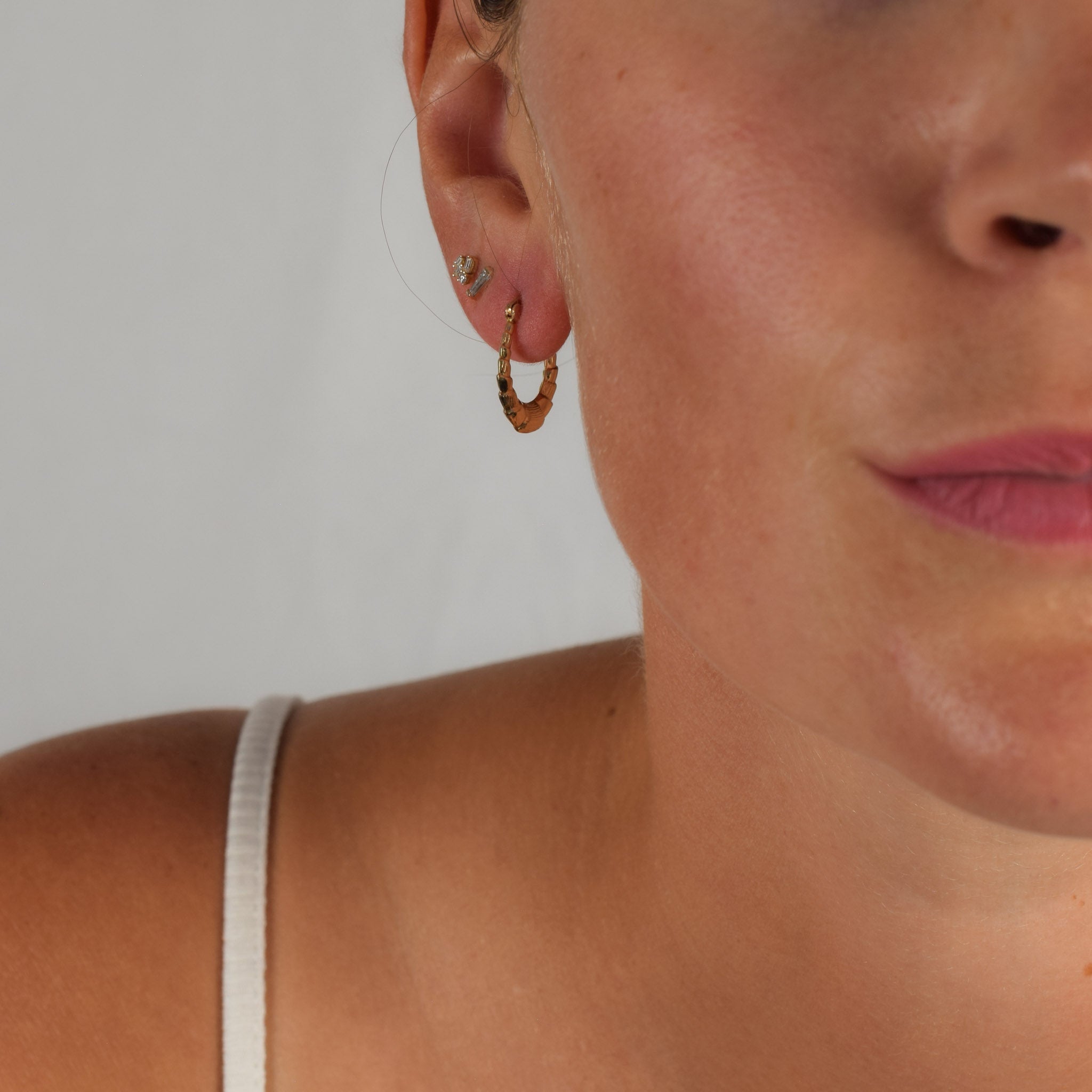 vintage gold bamboo hoop earrings, folklor