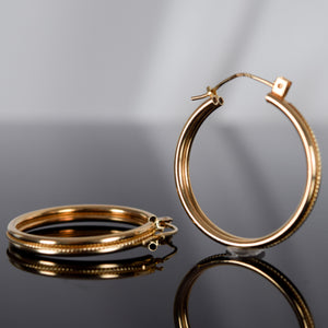 vintage round gold hoops with beaded detailing, folklor