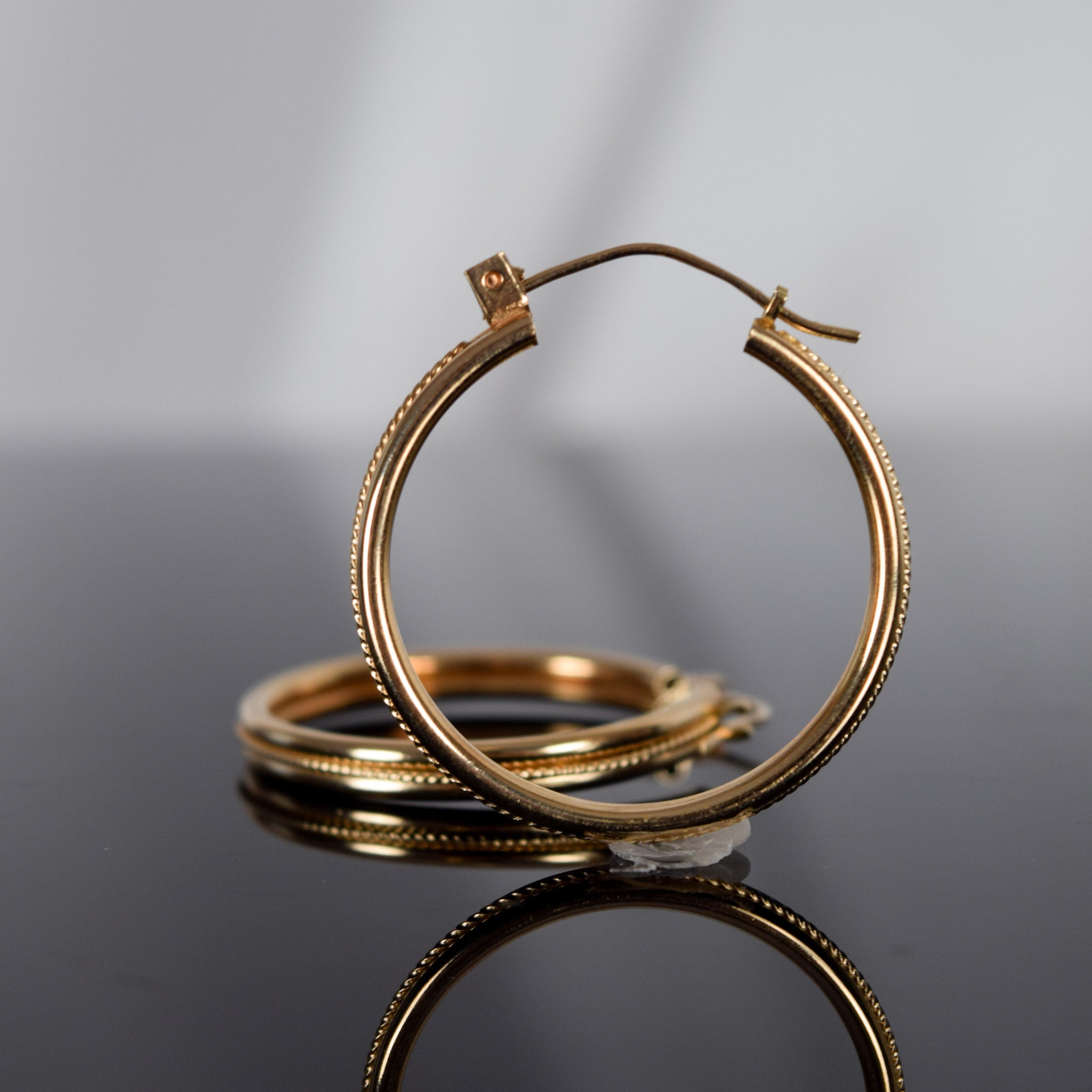 vintage round gold hoops with beaded detailing, folklor