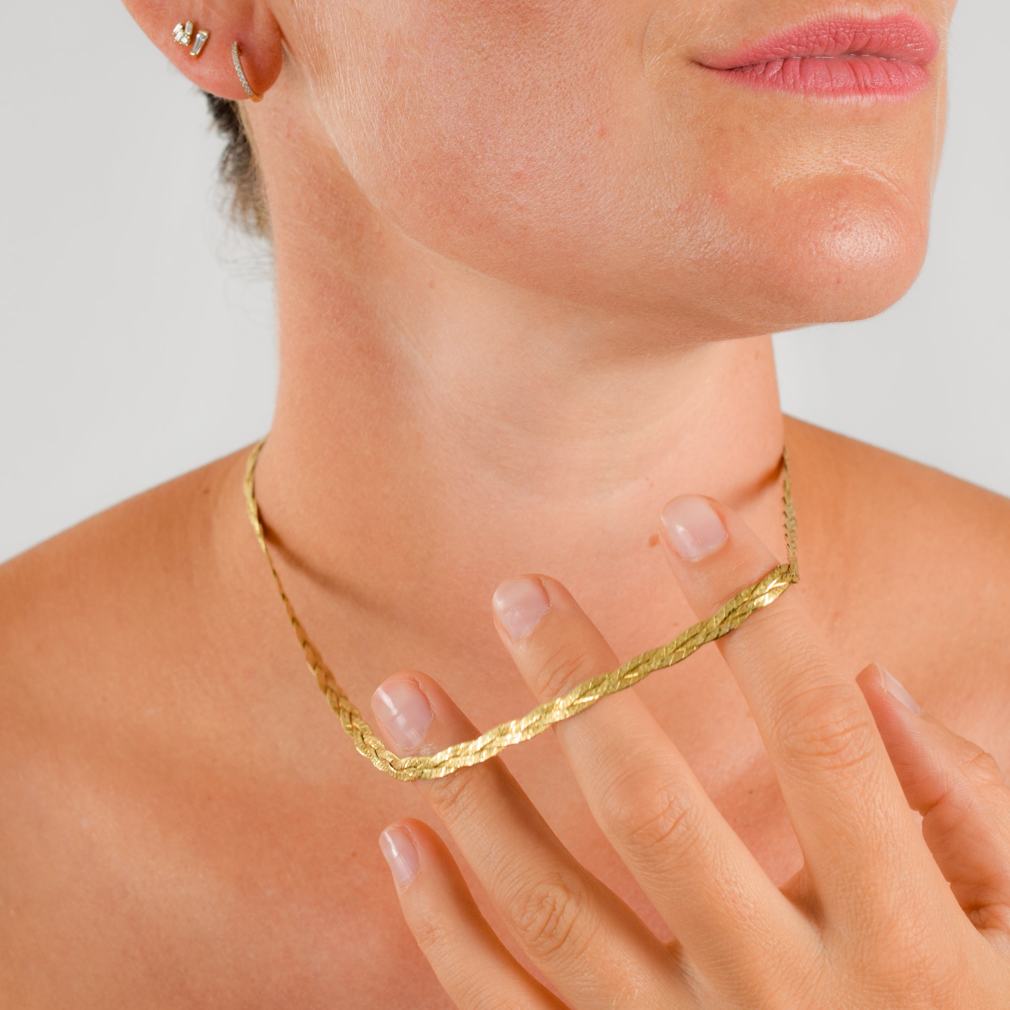 Vintage braided herringbone chain for sale, folklor 