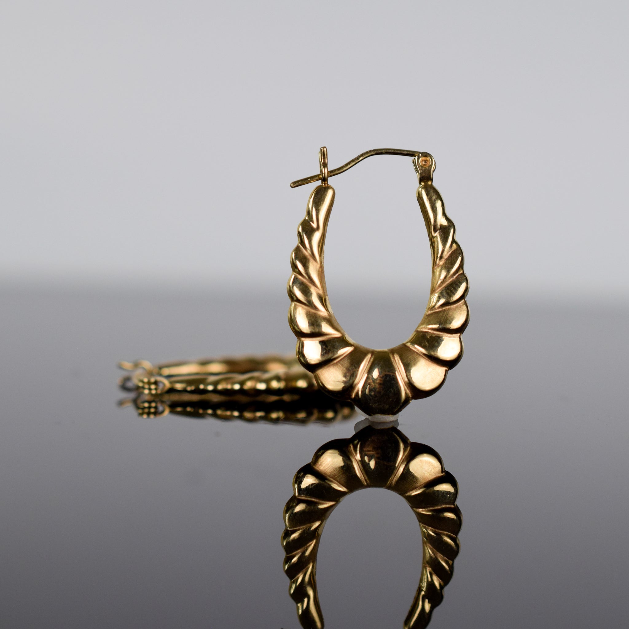 Vintage gold croissant hoops for sale, folklor