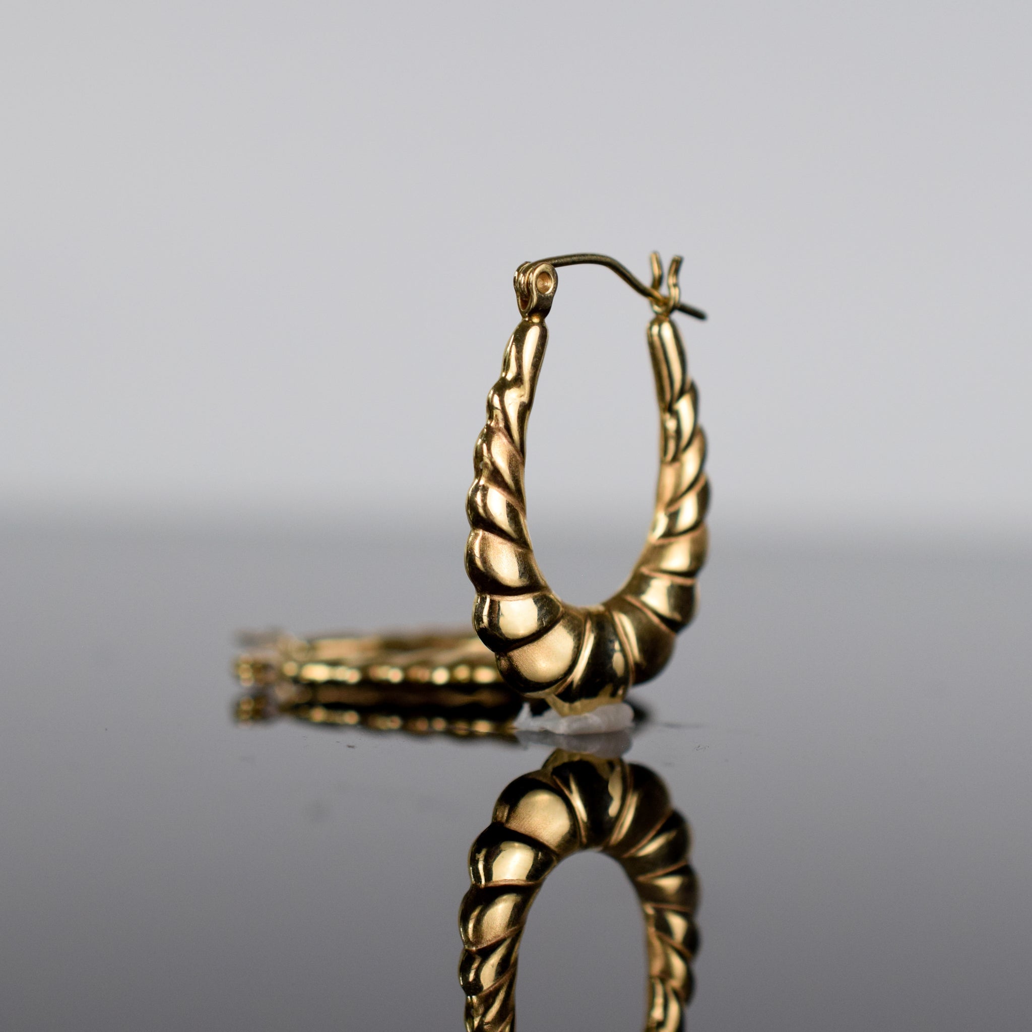 Vintage gold croissant hoops for sale, folklor