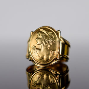 vintage 18k cameo ring, folklor