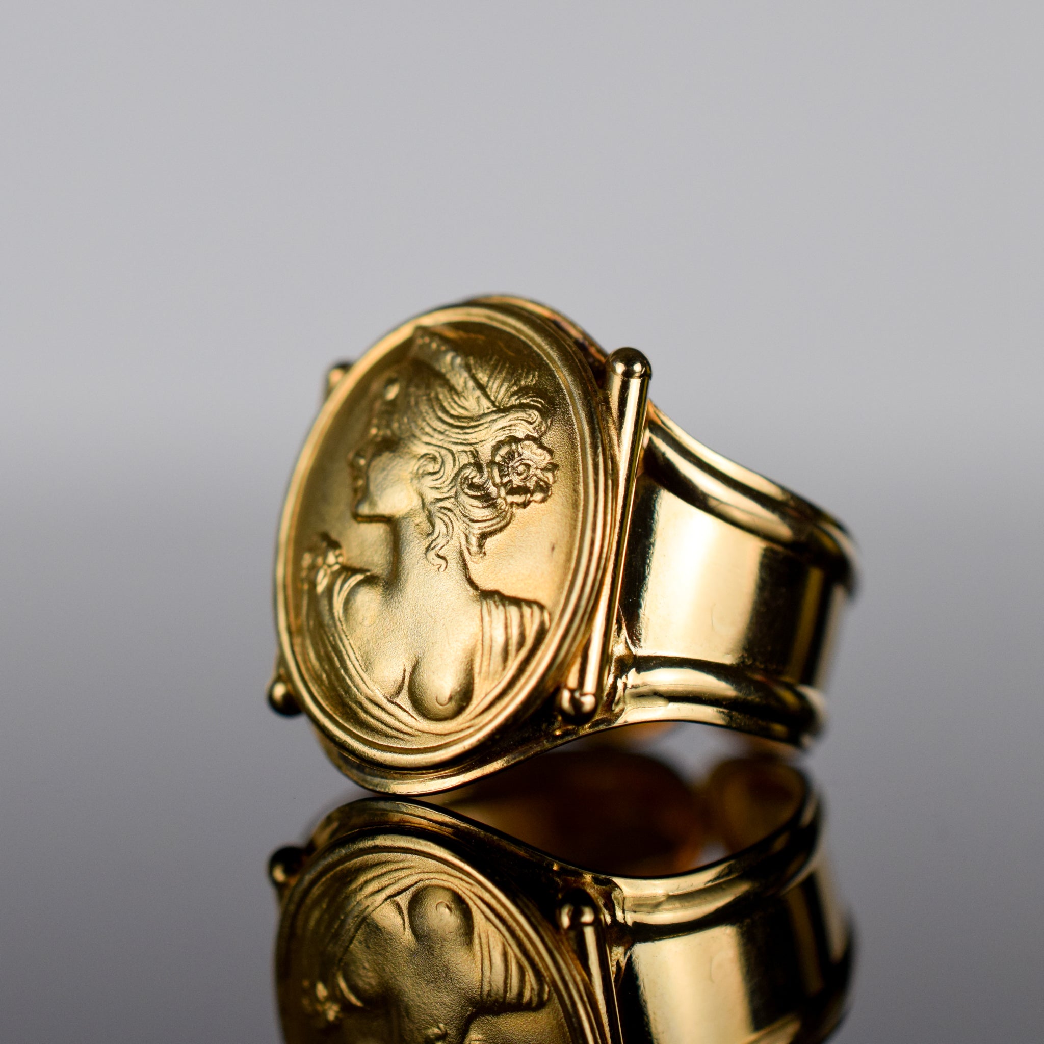 vintage 18k cameo ring, folklor