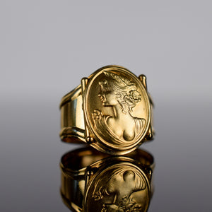 vintage 18k cameo ring, folklor