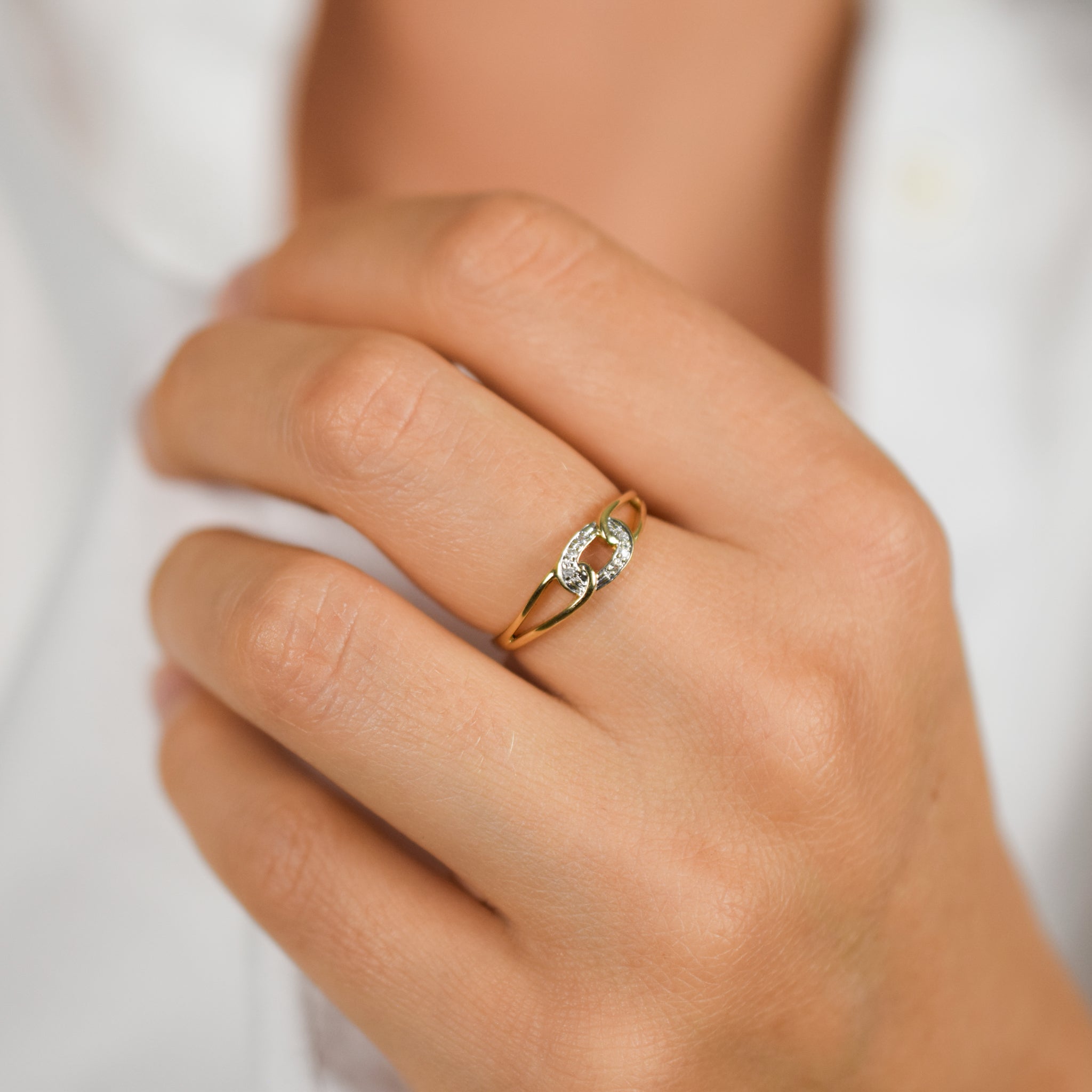 vintage diamond link ring, folklor 