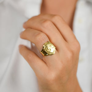 vintage 18k cameo ring, folklor