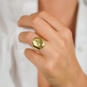vintage 18k cameo ring, folklor