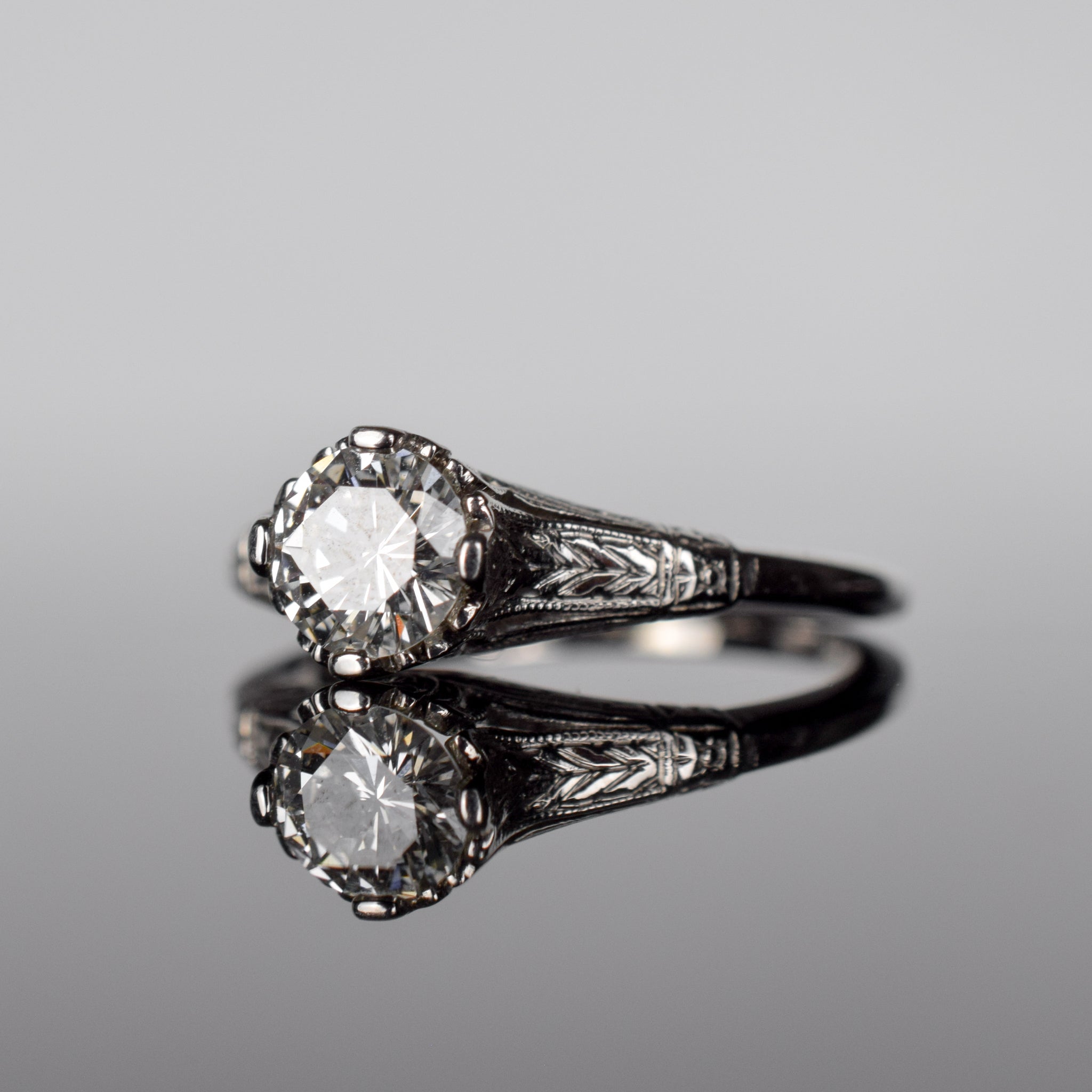vintage platinum engagement ring, folklor