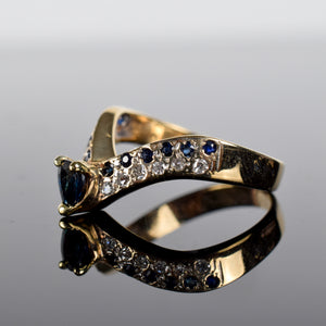 sapphire and diamond wishbone ring, folklor