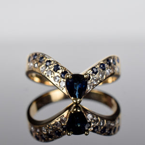 sapphire and diamond wishbone ring, folklor
