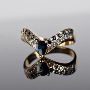sapphire and diamond wishbone ring, folklor