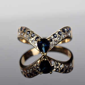 sapphire and diamond wishbone ring, folklor
