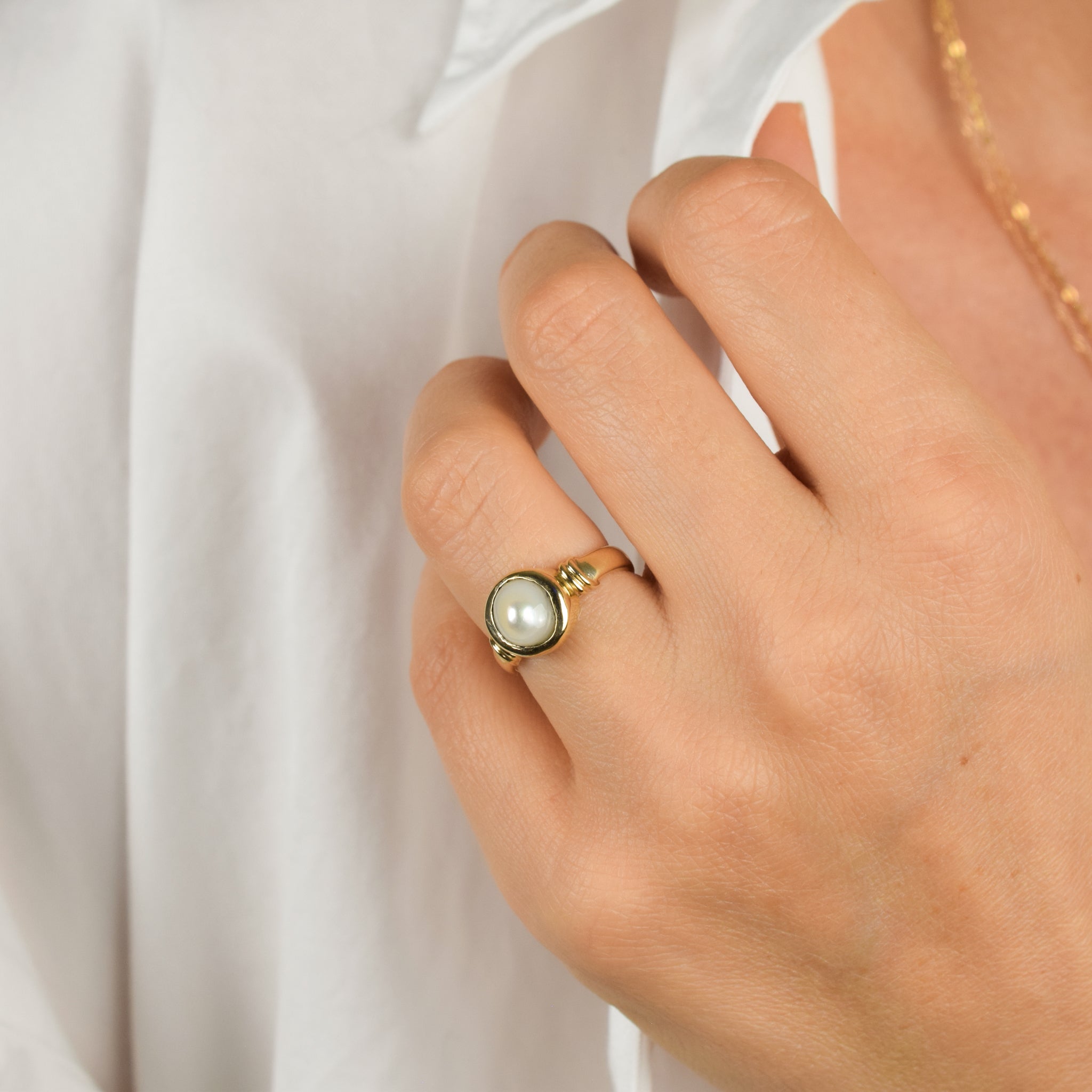 vintage pearl ring, folklor 