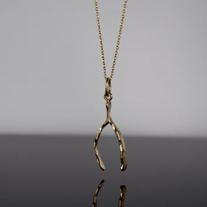 vintage gold wishbone necklace, folklor