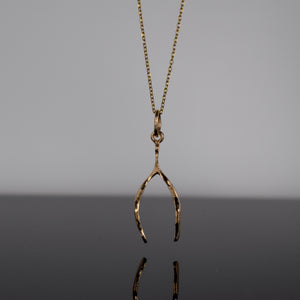 vintage gold wishbone necklace, folklor